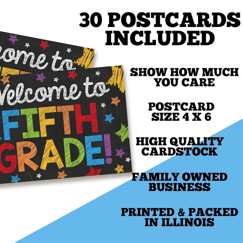 Amanda Creation Welcome To 5th Grade Colorful Chalkboard Themed Blank Postcards For Teachers To Send To Students, 4"x6" Fill In Notecards by AmandaCreation (30) - Image 5